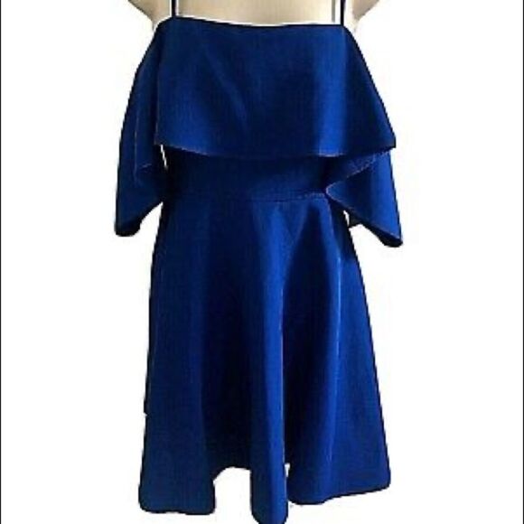 ✨ Royal Blue Off-the-Shoulder Skater Dress✨ - Picture 4 of 7